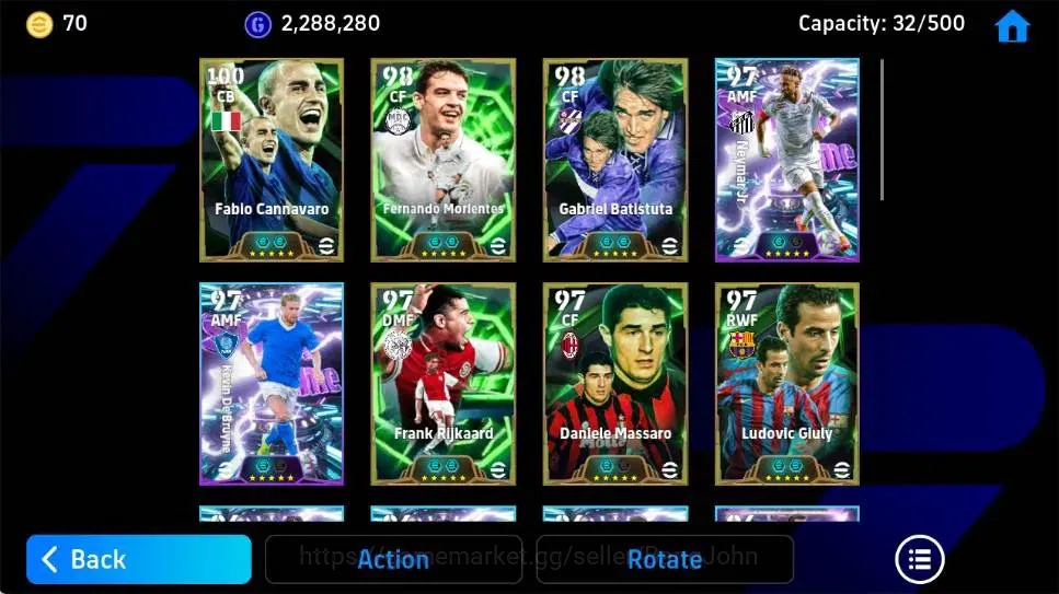 eFootball Accounts Legends & Iconic Players Mobile|PW 3166|Fabio Cannavaro Epic,Fernando Morientes Epic,Gabriel Batistuta 3