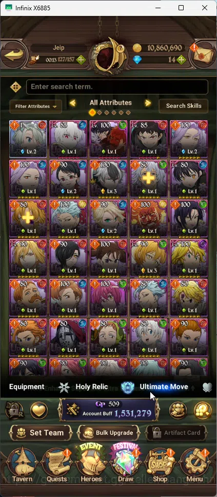 The Seven Deadly Sins: Grand Cross Accounts GLOBAL | 1,5M CC | 1 LR Elizabeth | 4 UR Merlin Es image 3