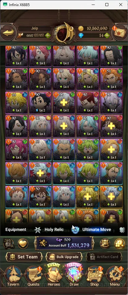 The Seven Deadly Sins: Grand Cross Accounts GLOBAL | 1,5M CC | 1 LR Elizabeth | 4 UR Merlin Es image 4