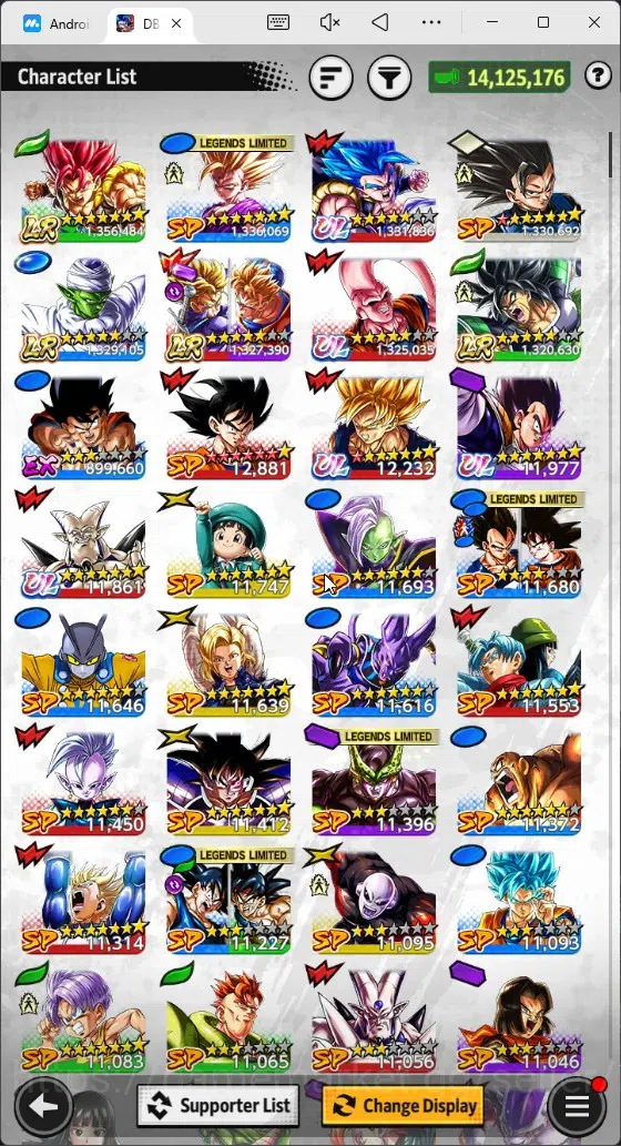 Dragon Ball Legends Accounts High-End Android |Lvl 147|14M Total Power|337 CC|4 LR|5 UL|LR Trunks&Gohan,SSG Shallet Etc|UL 17
