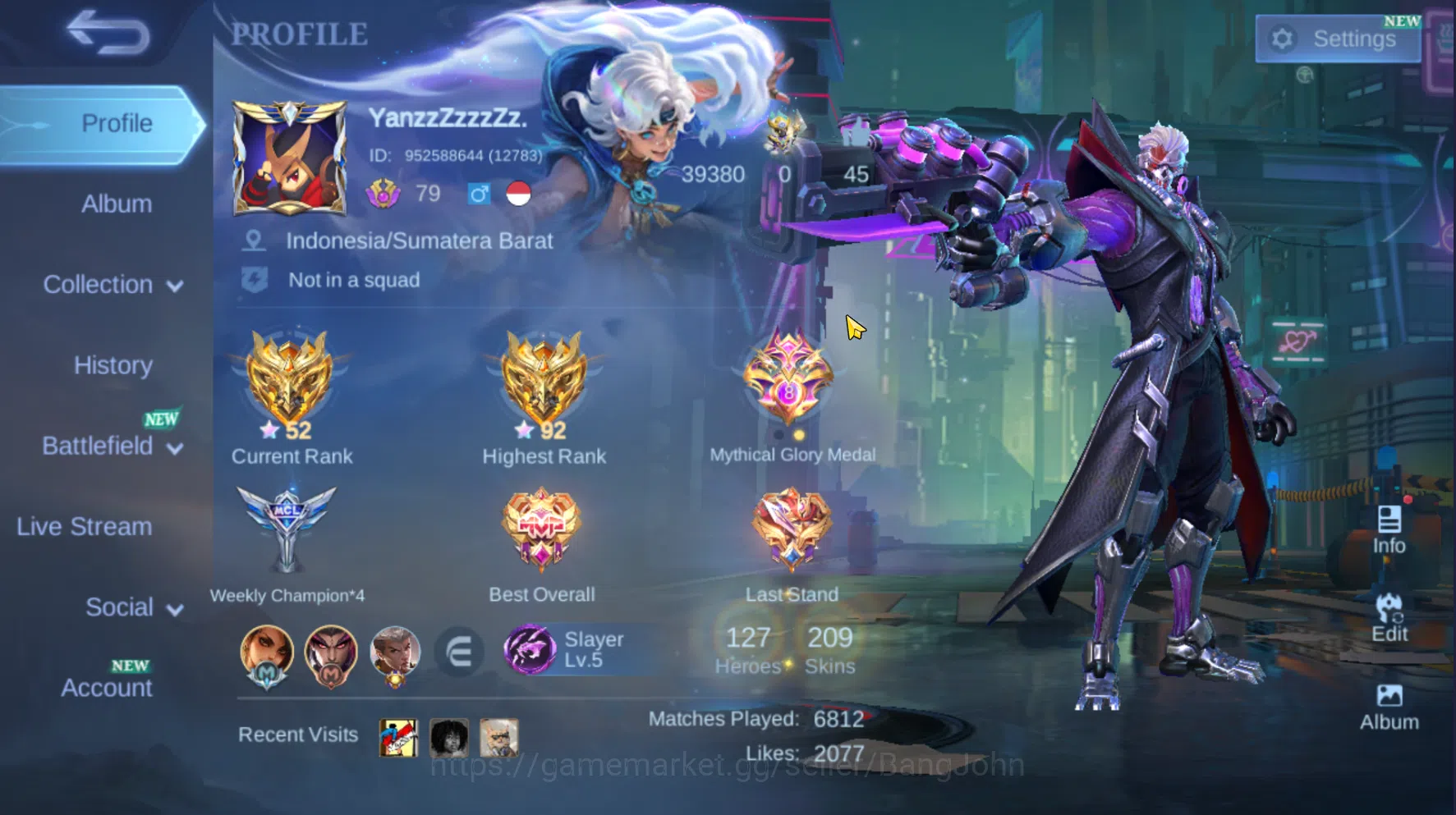 Hero 127 | Skin 209 | Lightborn Fanny | Lightborn Alucard | Lightborn Tigreal | Epic YSS | Epic Lancelot | Epic Roger (Limit) ~ML437B Mobile Legends: Bang Bang Others Hero 127 | Skin 209 | Lightborn Fanny | Lightborn image 1