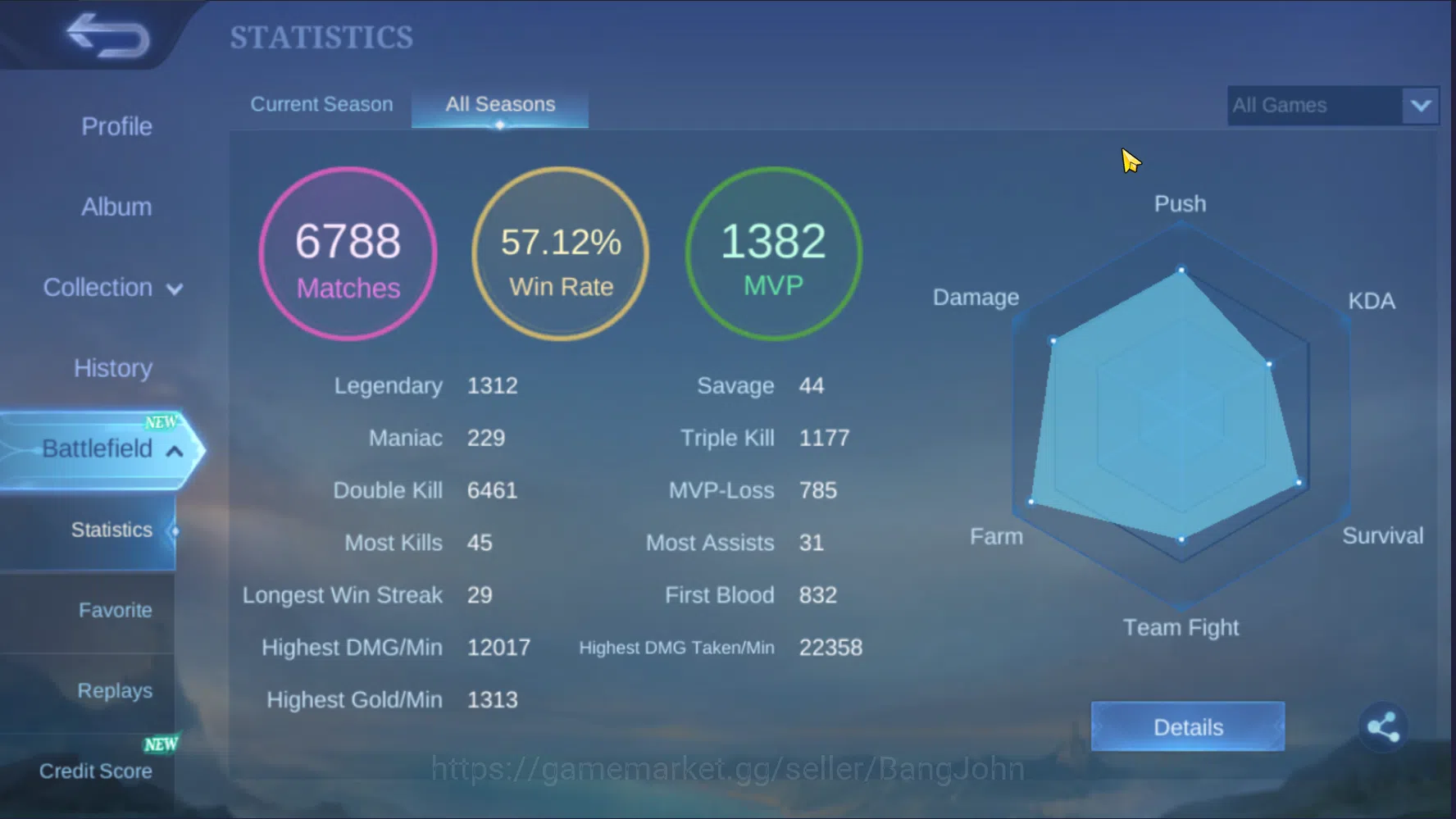 Mobile Legends: Bang Bang Accounts Others Hero 127 | Skin 209 | Lightborn Fanny | Lightborn Alucard | Lightborn Tigreal 2