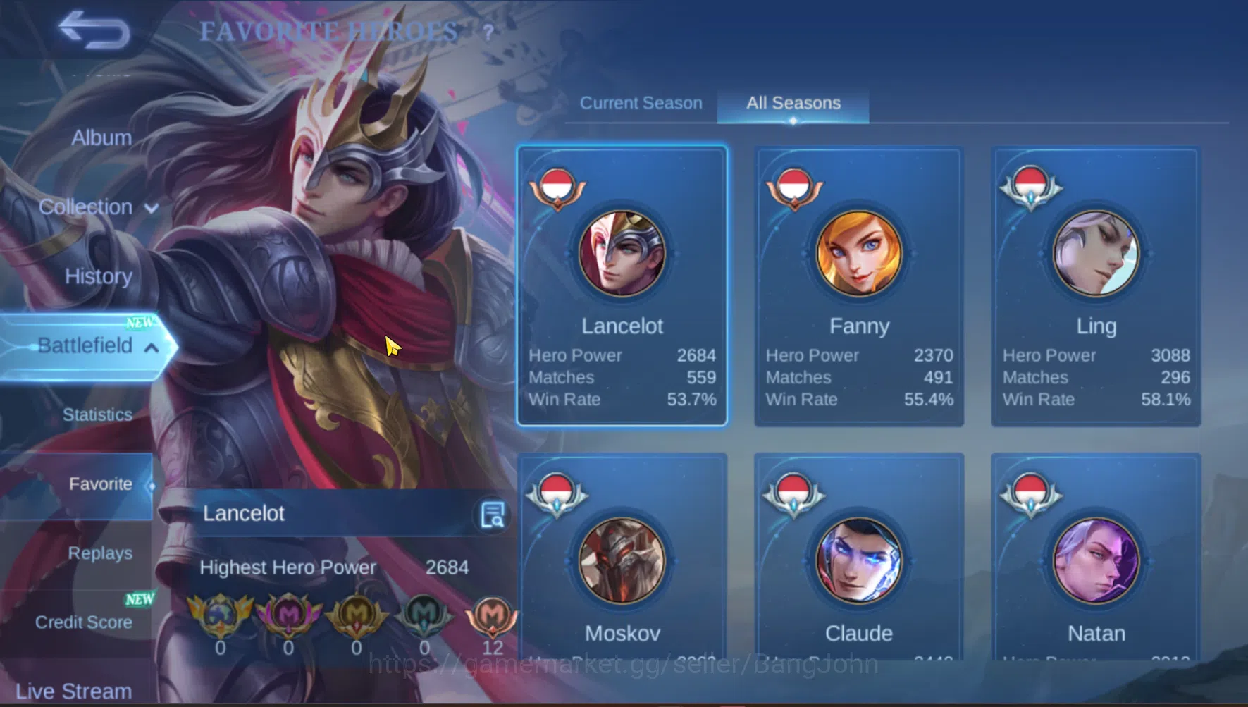 Mobile Legends: Bang Bang Accounts Others Hero 127 | Skin 209 | Lightborn Fanny | Lightborn Alucard | Lightborn Tigreal 3