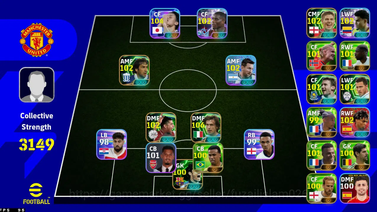 eFootball Accounts Starter eFootball Dream Team | 3154 Collective Strength | 106 Pirlo | 104 Ayase Ueda | Paul Onuachu 1