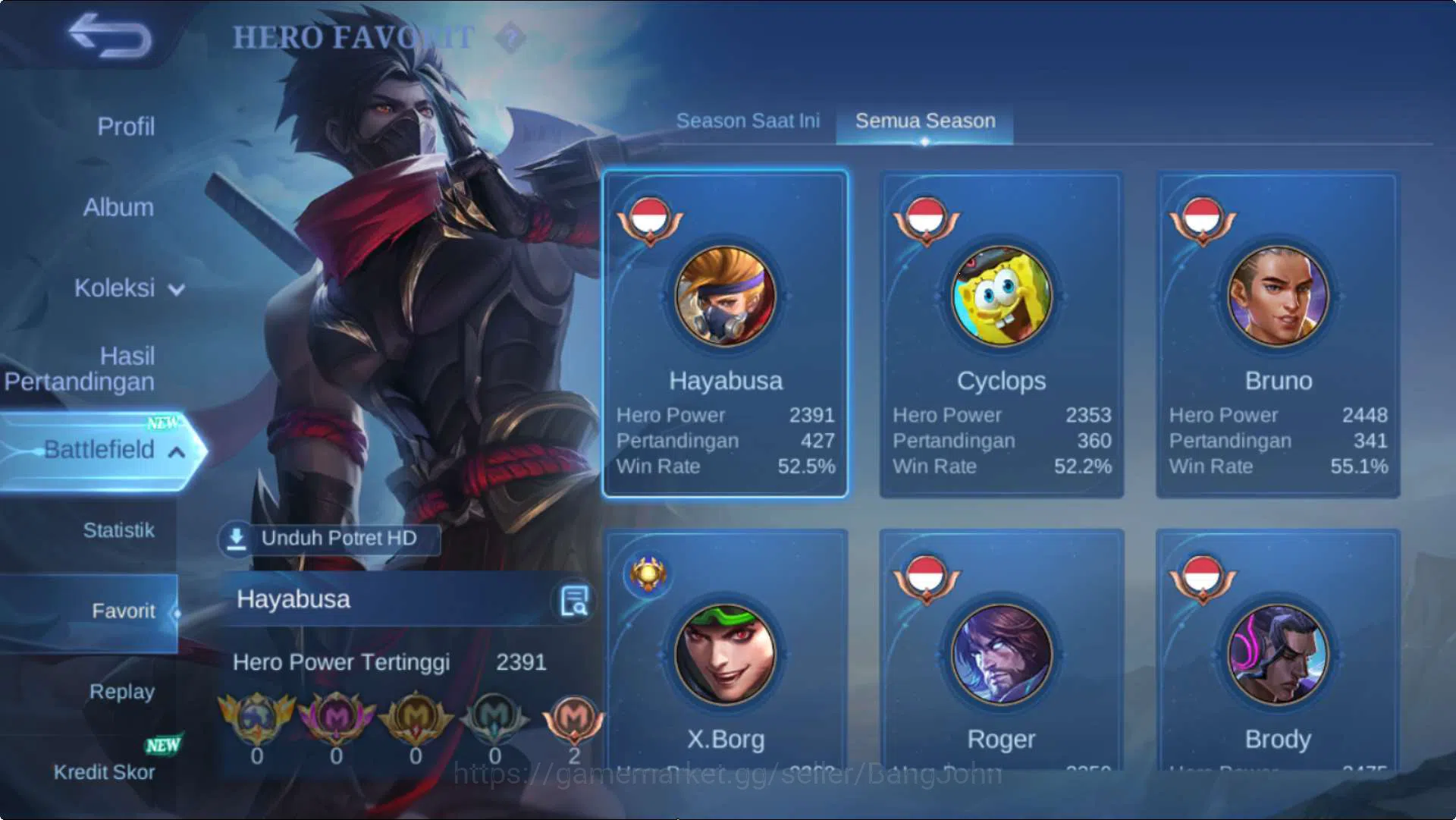 Mobile Legends: Bang Bang Accounts Hero 132 Skin 365 | ExGlory | KOF Dyrroth+Karina,  image 12