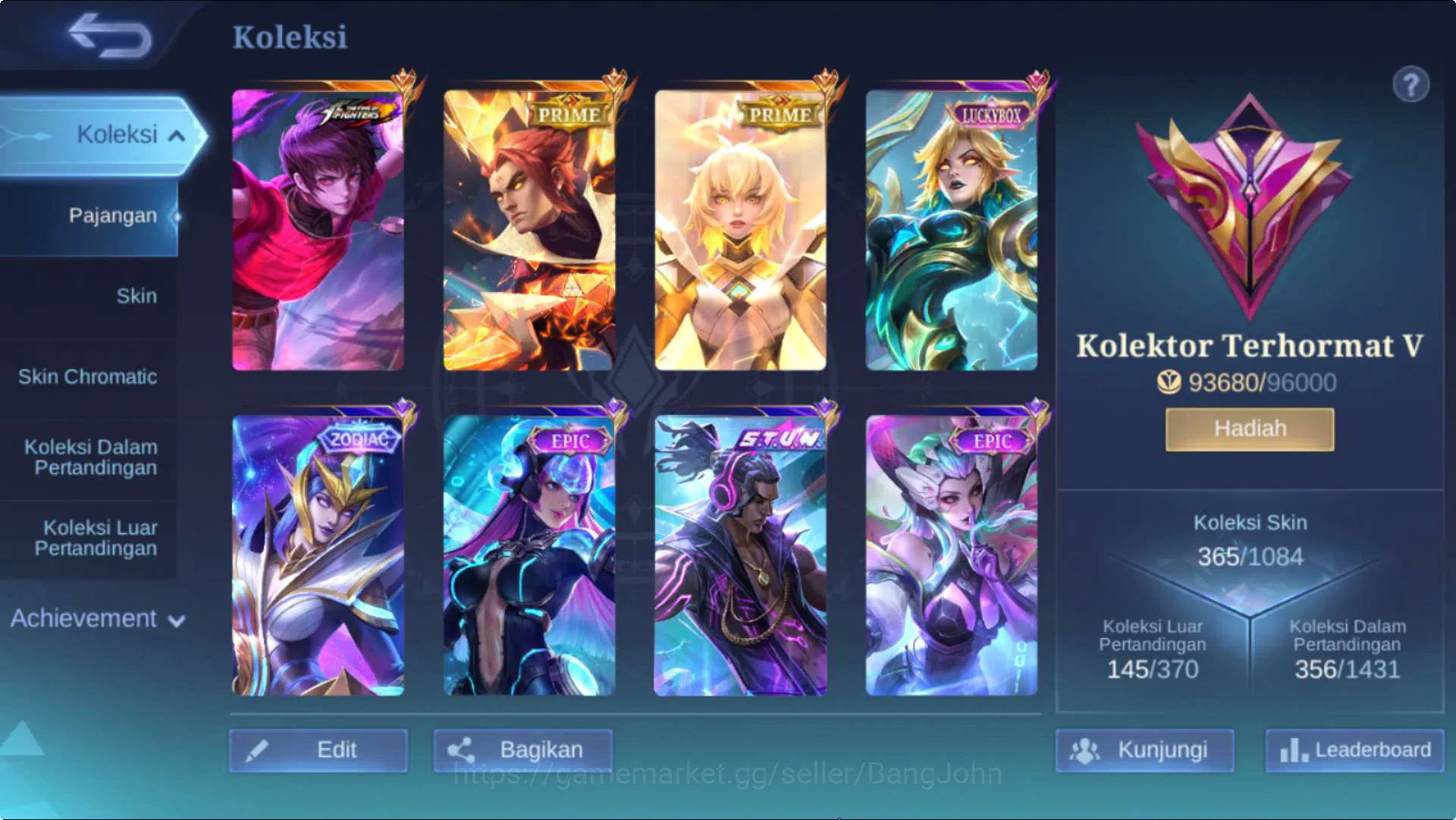 Mobile Legends: Bang Bang Accounts Hero 132 Skin 365 | ExGlory | KOF Dyrroth+Karina,  image 14