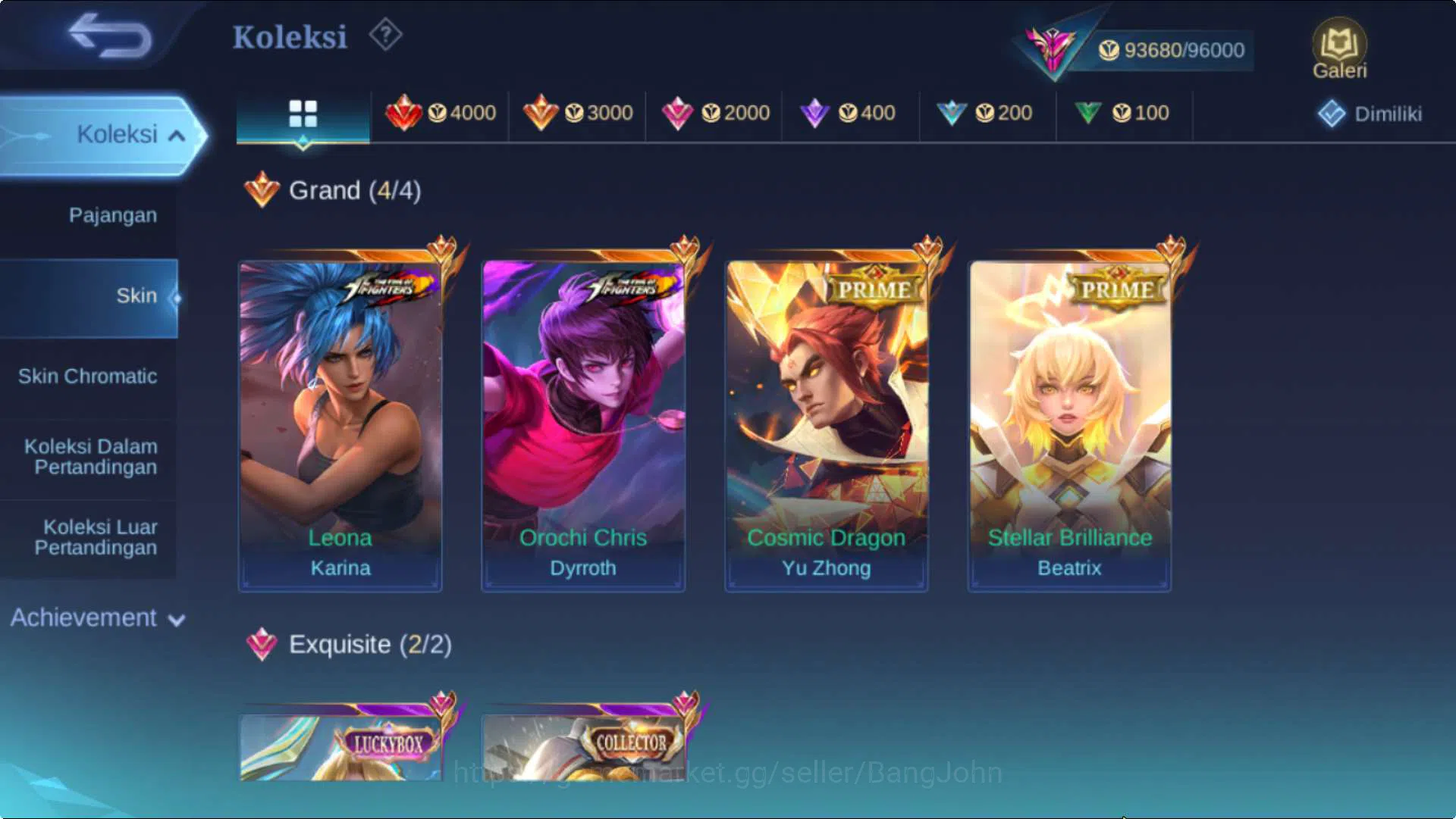 Mobile Legends: Bang Bang Accounts Hero 132 Skin 365 | ExGlory | KOF Dyrroth+Karina,  image 2