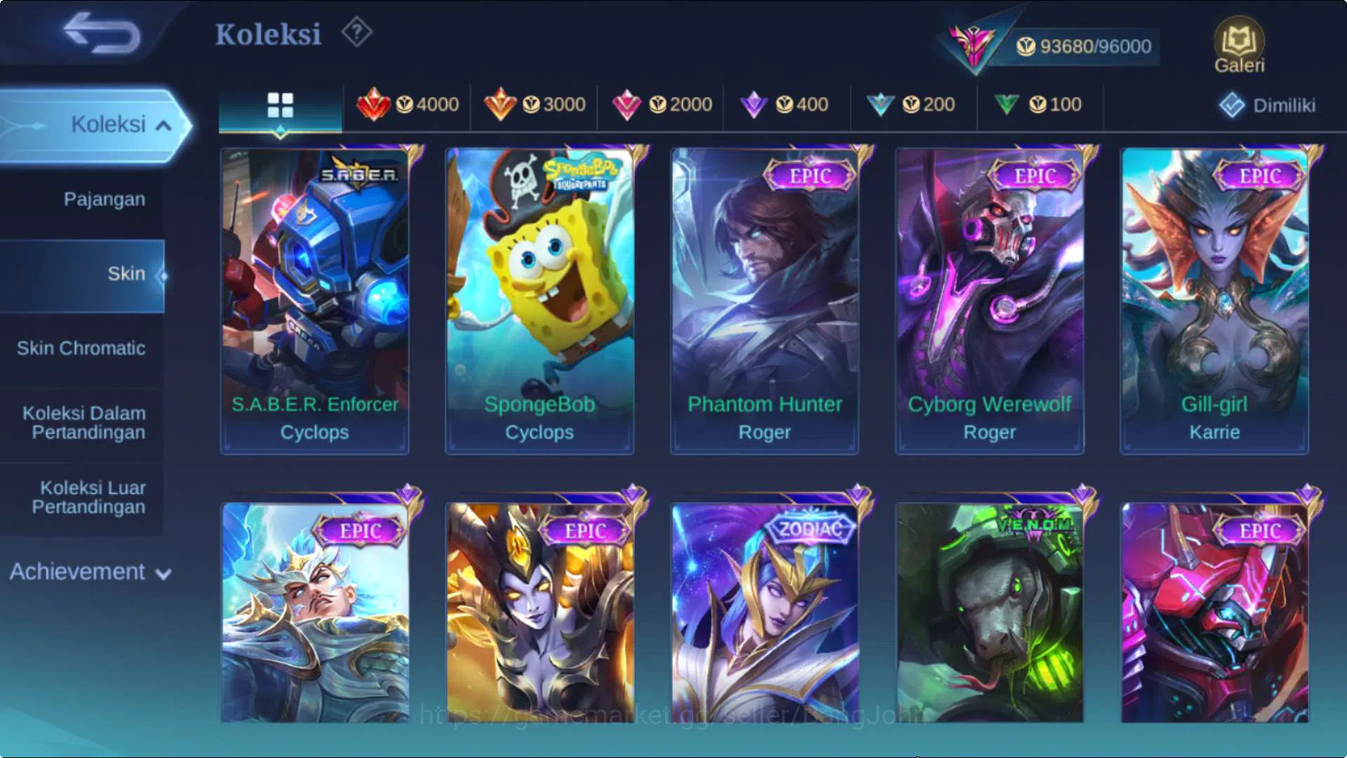 Mobile Legends: Bang Bang Accounts Hero 132 Skin 365 | ExGlory | KOF Dyrroth+Karina,  image 6