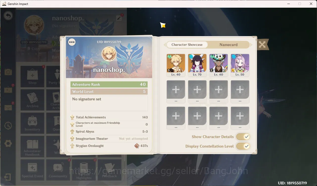 Genshin Impact Accounts Mid-Game | ASIA | AR 40 | 1 Limit|Columbina Tighna image 11