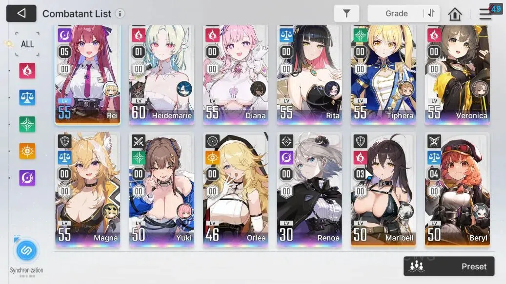Chaos Zero Nightmare Accounts GLOBAL Lv 52|9 SSR[HeidemarieM1,Diana,Rita,Tiphera image 3