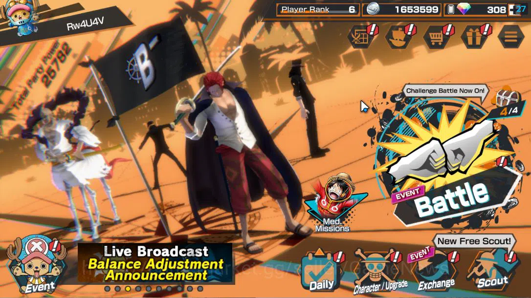 One Piece Bounty Rush Starter Global|3 EX 1 MAX|RD 308| FILM RED Shanks,T5E St.E image 1