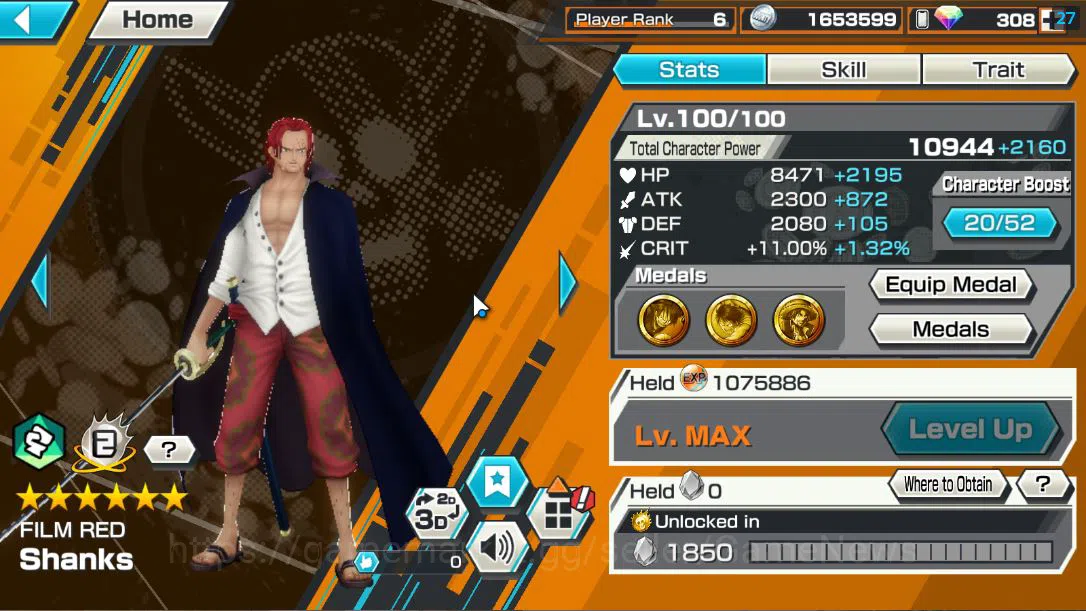 One Piece Bounty Rush Accounts Starter Global|3 EX 1 MAX|RD 308| FILM RED Shanks,T5E St.Ethanbaron V.Nusjuro,Divine 4