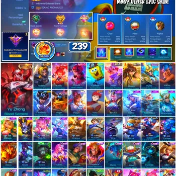 Mobile Legends: Bang Bang Accounts #4327 239 Skins | Karina Leona (KOF) | Vale Gaara (NARUTO) | Badang Pegasus Seiya (SAINT