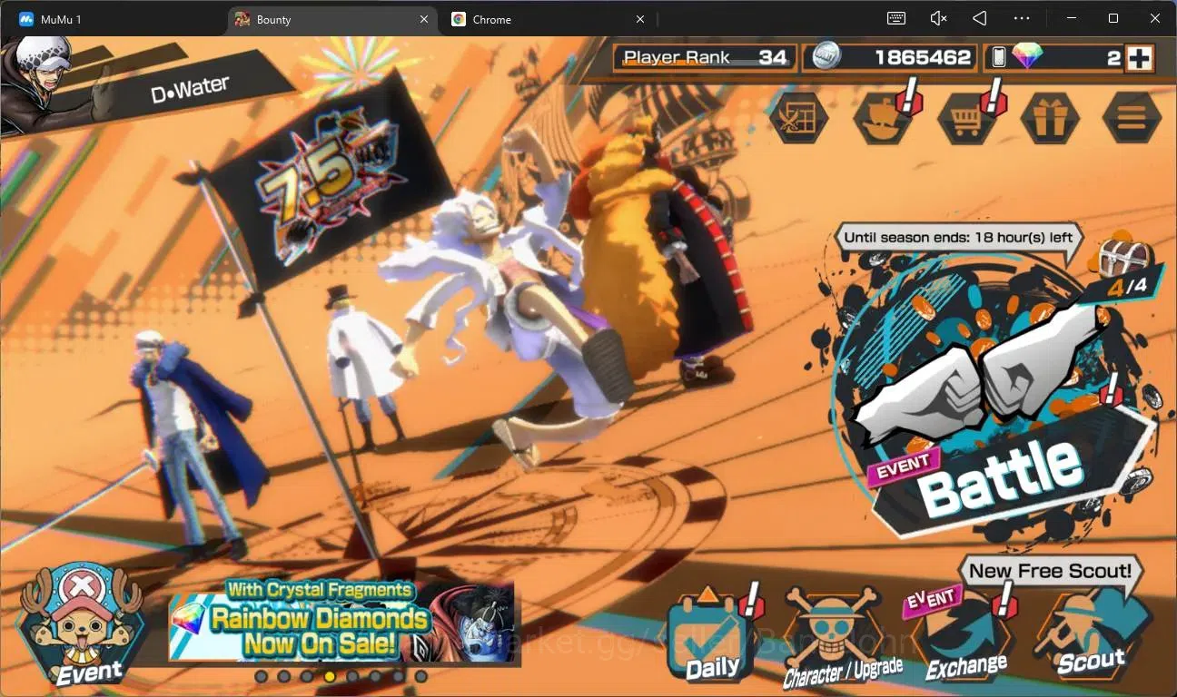 One Piece Bounty Rush Accounts High-End Global|EX 12|PR 34|TFE Teach Max,BP Kuzan Max,WI Trafalgar Law Max,TFE Monkey 1