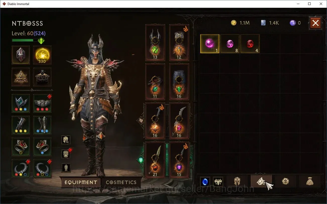 Diablo Immortal Accounts High-End NA - High Heavens | 60 (524) Tempest-Vanquisher | CR 36K | Reso 330 | Inferno 3 | Varog Lv 12