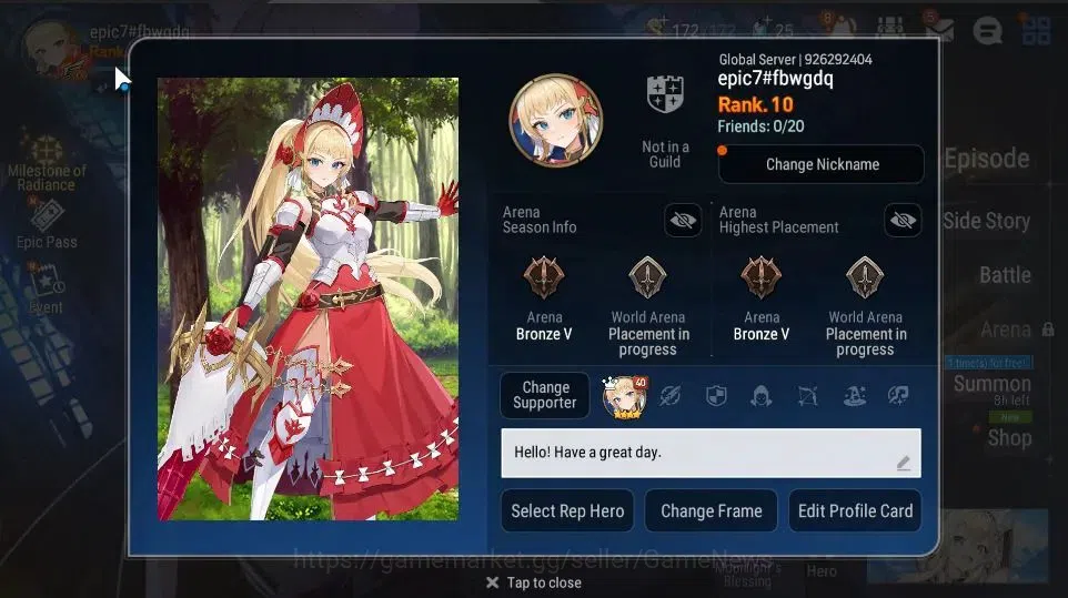 Epic Seven Accounts GLOBAL|UnVerif|3 ML(Empyrean Iylnav,Ruele of Light image 2