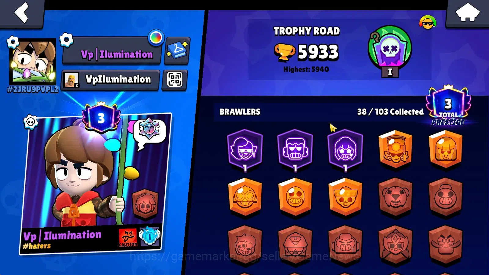 Brawl Stars Accounts 5933 Trophy|38 Brawlers 5 Max(Chuck,Piper,Frank,Em image 2