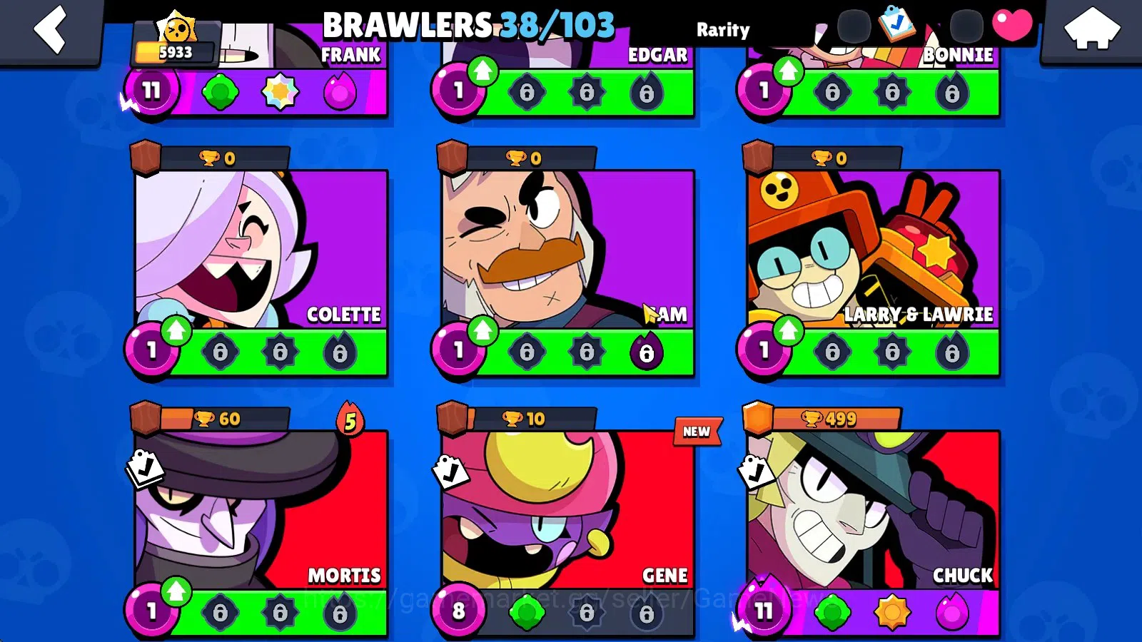 Brawl Stars Accounts 5933 Trophy|38 Brawlers 5 Max(Chuck,Piper,Frank,Em image 8