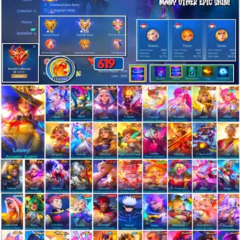 Mobile Legends: Bang Bang Collector #3824 619 Skins | Legends Lesley, Layla, Alpha, Lu image 1