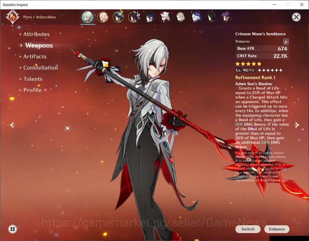Genshin Impact Accounts ASIA|AR 55|8 Limited+6(*5Weapon)|[ArlecchinoC1,Yel image 5