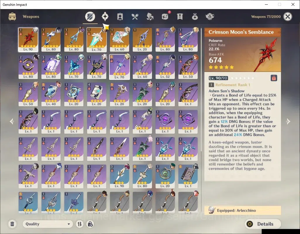 Genshin Impact Accounts ASIA|AR 55|8 Limited+6(*5Weapon)|[ArlecchinoC1,Yel image 7
