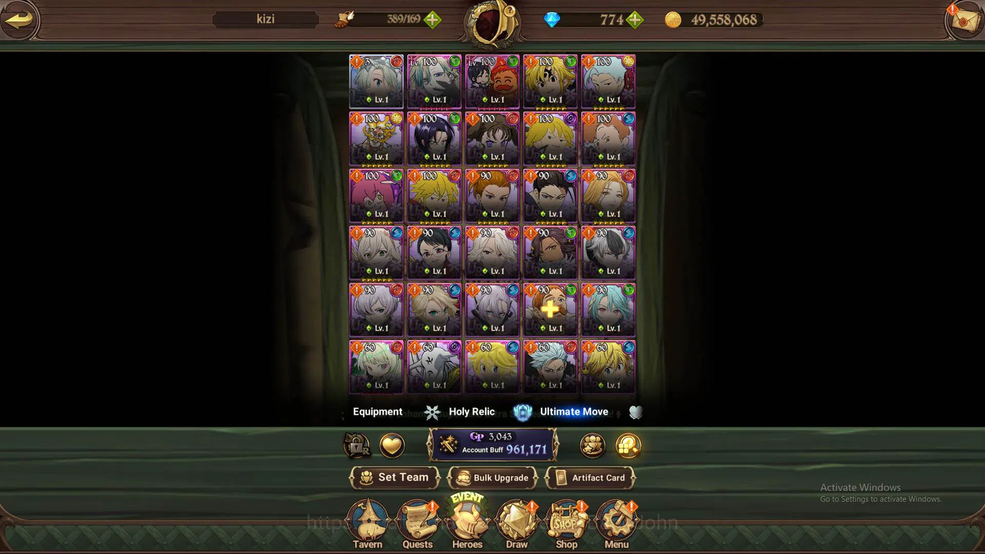 The Seven Deadly Sins: Grand Cross Accounts Others ASIA|961k CC|774DM|1LR Elizabeth|UR 9