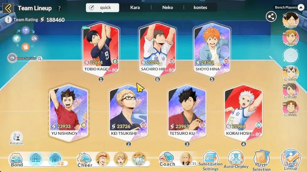 HAIKYU!! FLY HIGH Accounts SEA Lvl 60|4 SP (Kuroo,Tsukishima,Yu,Hinata)+Memo|6 UR 5