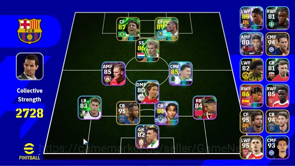 eFootball Accounts Legends & Iconic Players Android|Power 2728|Epic Didier Drogba,Dennis Bergkamp,Bebeto|Show Time Marcus 1