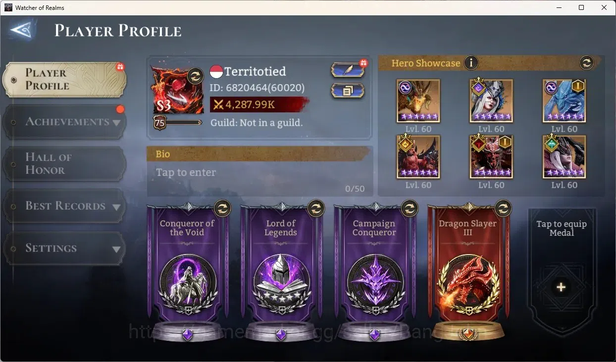 Watcher of Realms Accounts End-Game Global 60xx|Power 4,2M|4 Lord:Valderon,Twinfien,Aracha,Morrigan|2 Unnable:Ymiret,Ajax|40 1