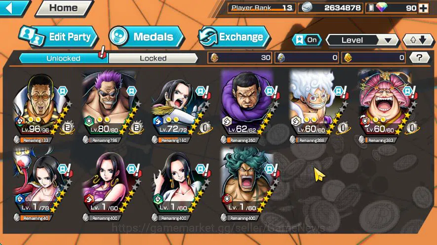 One Piece Bounty Rush Accounts Global | 4 Meta Extreme (Gear 4 Luffy,Borsalino,Fi image 12
