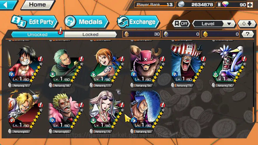 One Piece Bounty Rush Accounts Global | 4 Meta Extreme (Gear 4 Luffy,Borsalino,Fi image 6
