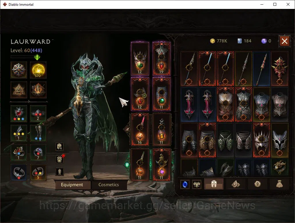 Diablo Immortal Accounts SEA-Peth|Lv60(448)Blood Knight|30k CR|Reso 570|Hel image 10