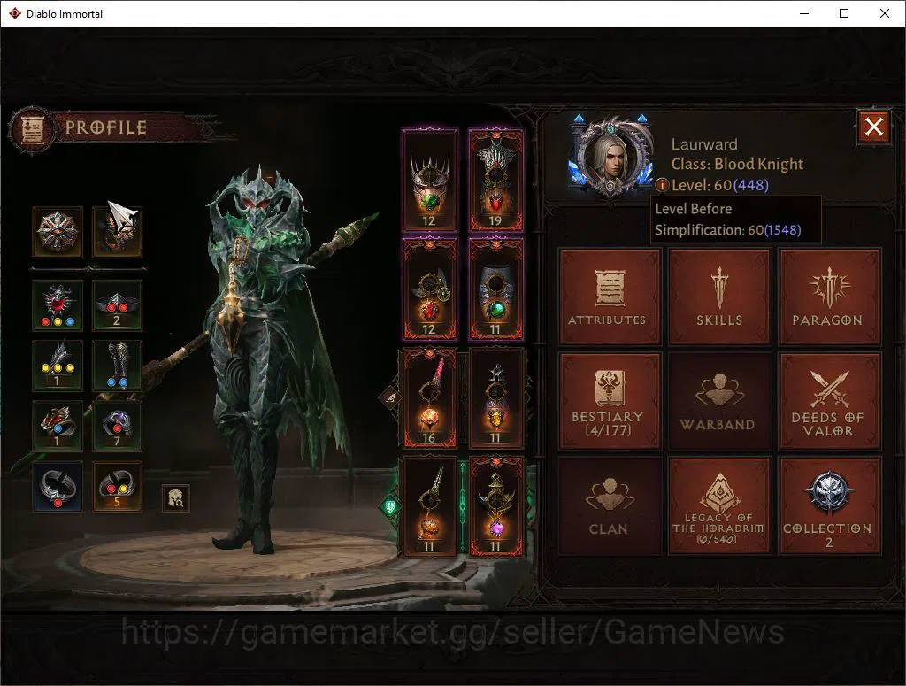 Diablo Immortal Accounts SEA-Peth|Lv60(448)Blood Knight|30k CR|Reso 570|Hel image 13