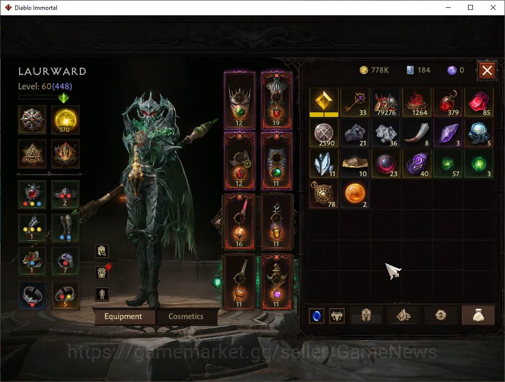Diablo Immortal Accounts SEA-Peth|Lv60(448)Blood Knight|30k CR|Reso 570|Hel image 7