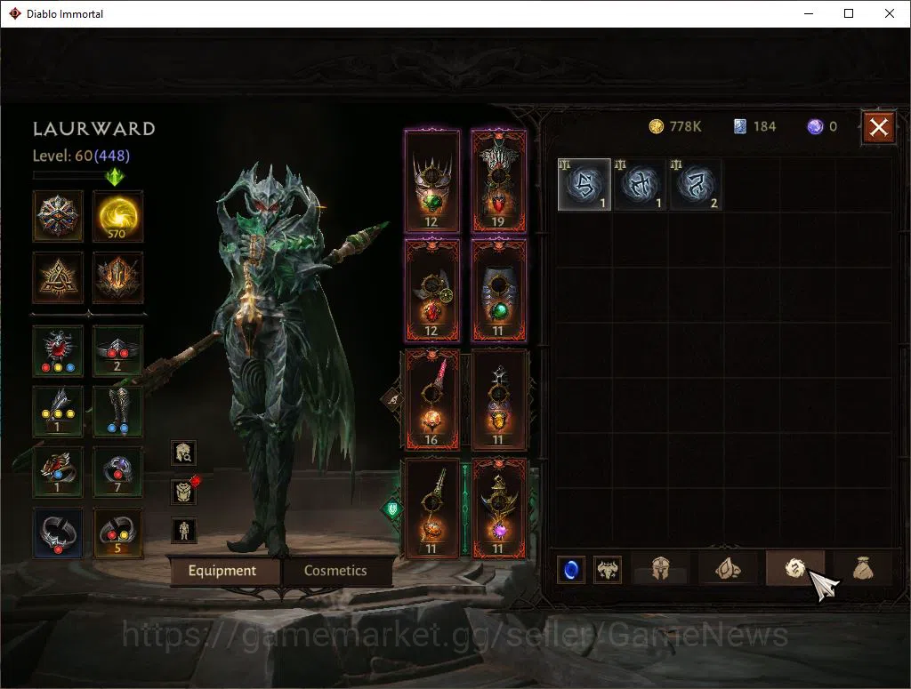 Diablo Immortal Accounts SEA-Peth|Lv60(448)Blood Knight|30k CR|Reso 570|Hel image 8