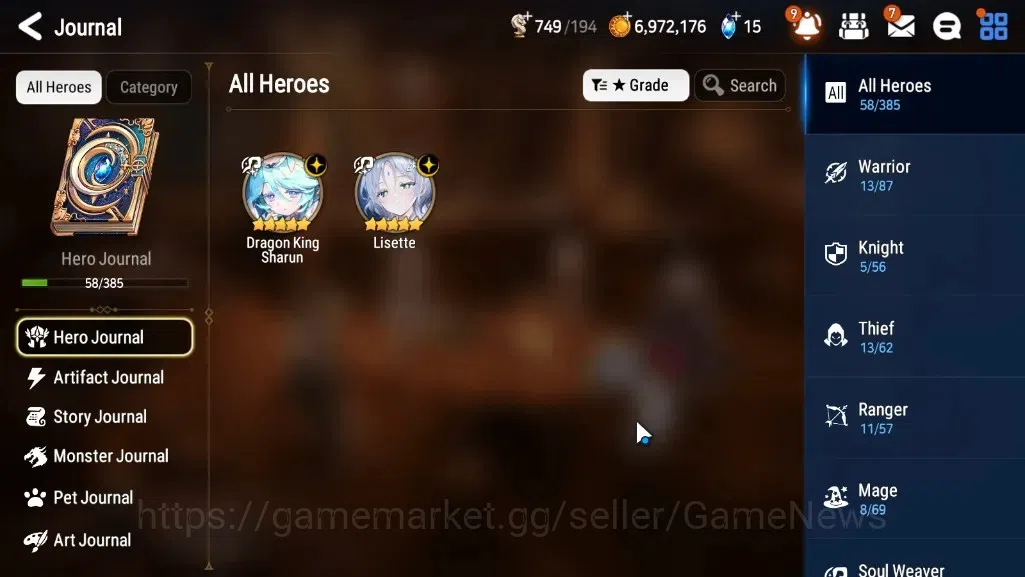 Epic Seven Accounts Limited Hero GLOBAL UnVerif|New Era|2 ML(Lisete,Dragon King Sharun)+Lidica,Tenebria,Flan,Vildred,Etc|Poh 1