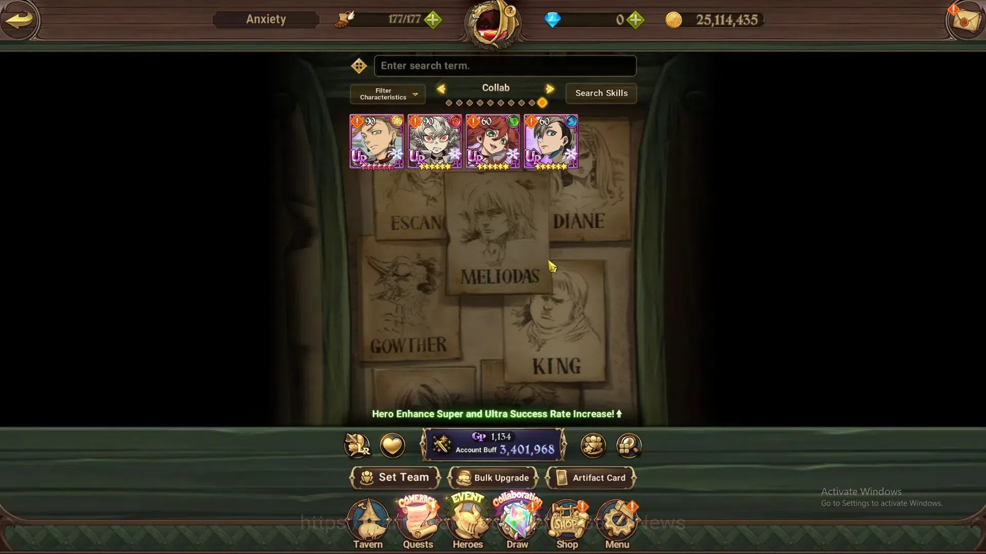 The Seven Deadly Sins: Grand Cross Accounts Endgame Global|5,2M CC|4 LR+5 UR+Collab 6