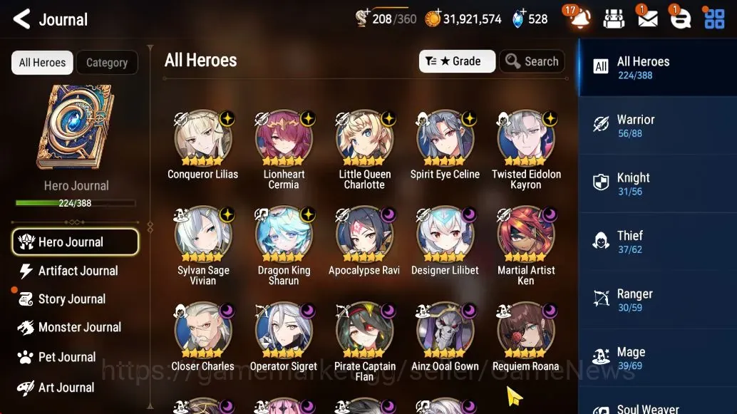 Epic Seven Accounts High-End ASIA Verif|19 ML(Zio,SE Celine,R Roana,etc)+Full Collab Overload,Byblis,Fumyr,Ram,TA 1