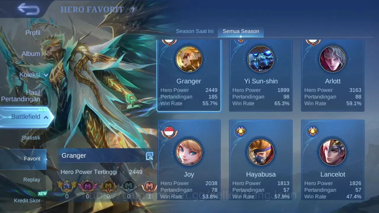 Mobile Legends: Bang Bang Accounts GLOBAL Hero 70 Skin 96 | Prime Granger | Luckybox  image 12