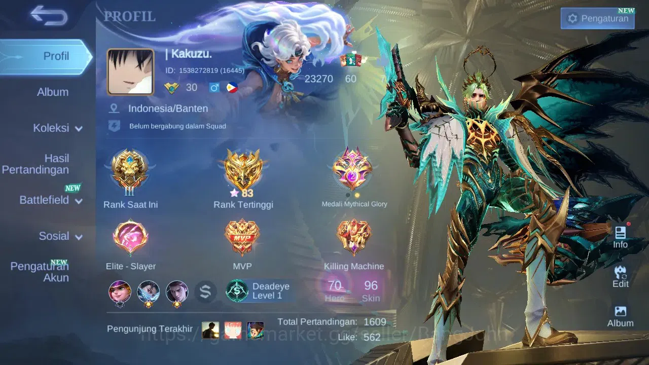 Mobile Legends: Bang Bang Accounts GLOBAL Hero 70 Skin 96 | Prime Granger | Luckybox  image 13