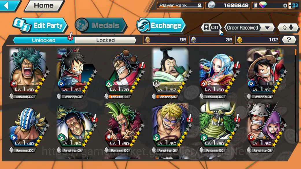 One Piece Bounty Rush Accounts Mid-Tier Global|5 EX|BP Kuzan,TFE Marshal D.Teach,G5 Monkey D.Luffy,RO Roronoa Zoro,5Elder 4