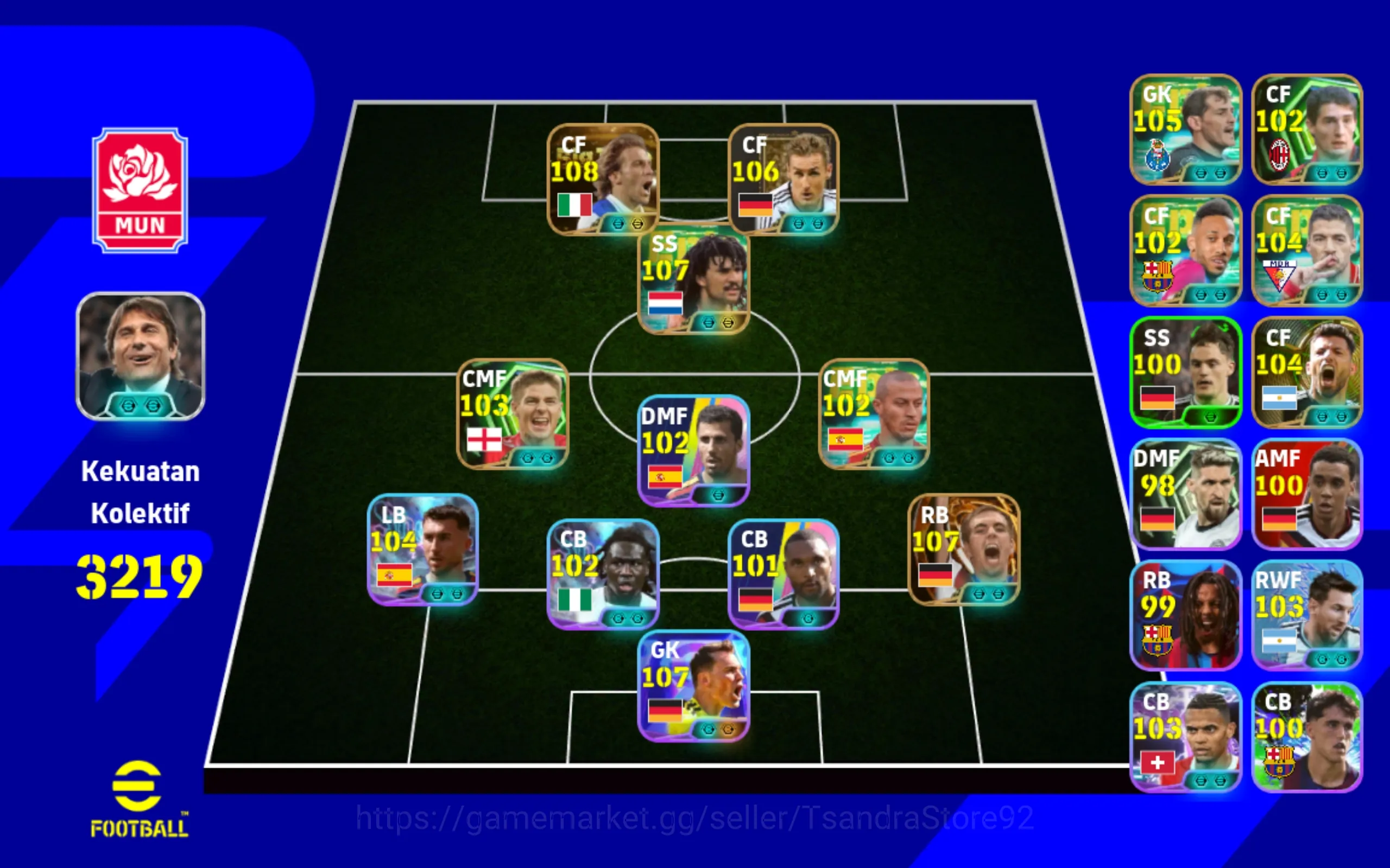 eFootball Accounts Starter 039-IN- OVR 3219 - Big Time Delpiero X Big Time Phillip Lahm X Klose 106 X Gullit Blitz X Neuer 1