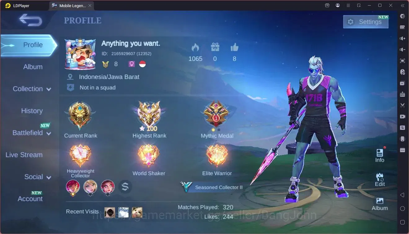 Mobile Legends: Bang Bang Accounts Global |Hero 41|Skin 65|Seasoned|Sanrio Floryn,Cha image 1