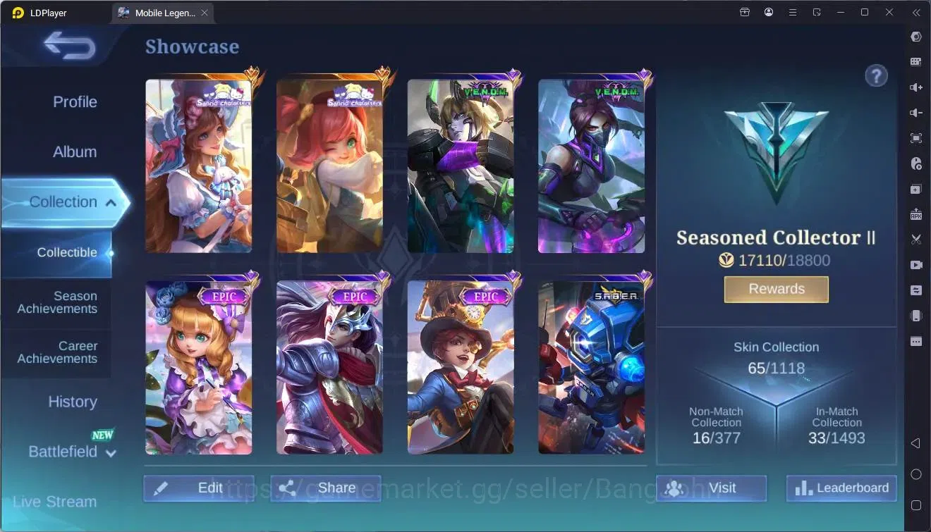 Mobile Legends: Bang Bang Accounts Global |Hero 41|Skin 65|Seasoned|Sanrio Floryn,Cha image 2