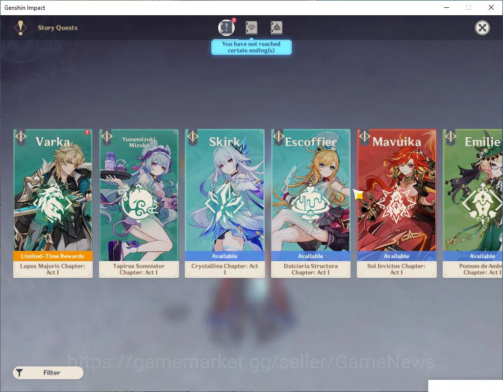 Genshin Impact Accounts Mid Game ASIA|AR 56|5 Limited +5(5*Weapon)|Varesa+Sign,Chasca,Xilonen,Nahida,Ganyu|MC Female|Take 11