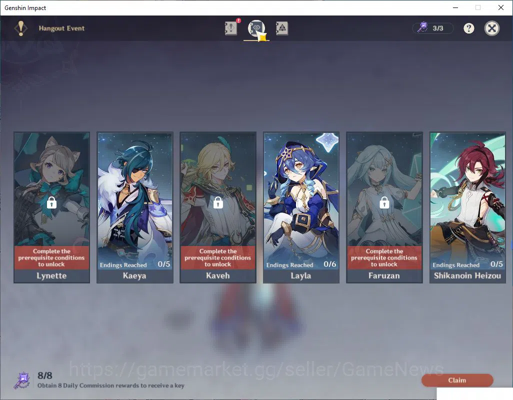 Genshin Impact Accounts Mid Game ASIA|AR 56|5 Limited +5(5*Weapon)|Varesa+Sign,Chasca,Xilonen,Nahida,Ganyu|MC Female|Take 12