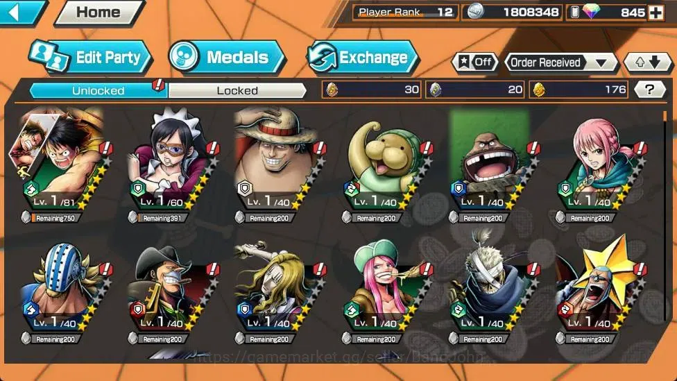 One Piece Bounty Rush Accounts Global | PR 12 | EX 3 |Gol D.Roger Lv.1/60,Zoro & image 6