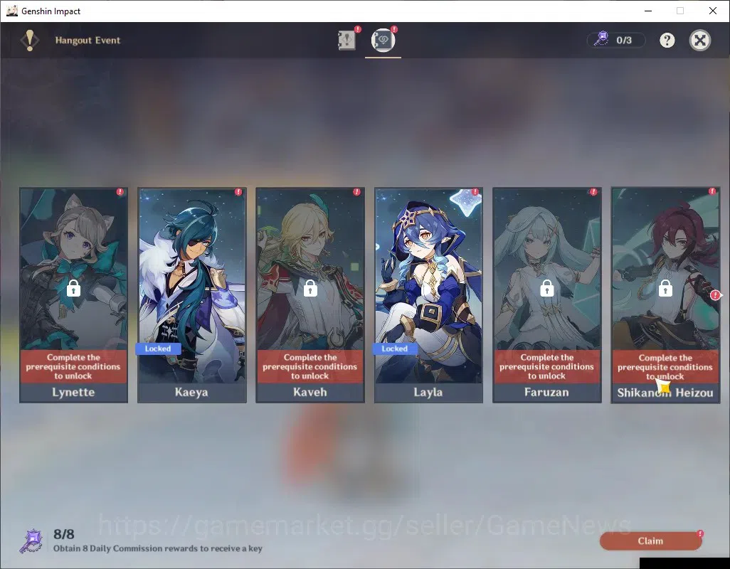 Genshin Impact Accounts Others ASIA|AR 52|3 Limited + 1 (*5 Weapon)|Varka PremTeam|Nicole,Durin|Aquila Favonia|Mc 18