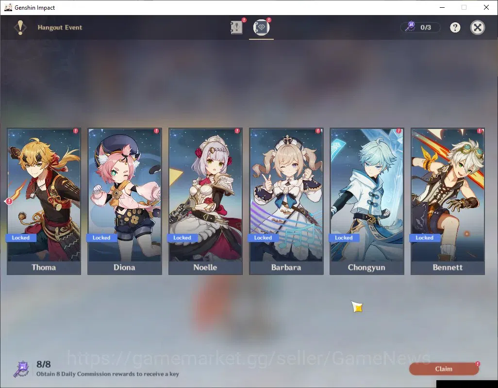 Genshin Impact Accounts Others ASIA|AR 52|3 Limited + 1 (*5 Weapon)|Varka PremTeam|Nicole,Durin|Aquila Favonia|Mc 20