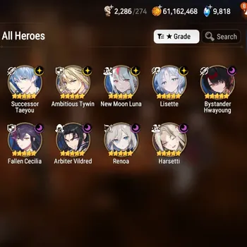 Epic Seven Accounts High-End Global Unverif| 9 ML (NM Luna,Lisette,Arbiter,Renoa,Harsetti,F Cecilia,Etc.)|SS 9.8K|Abyss